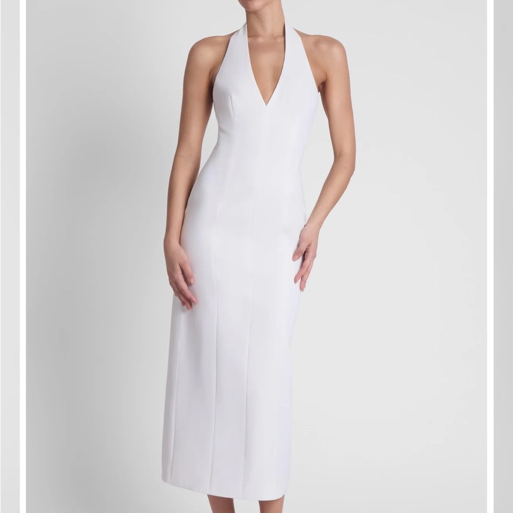 NWT LEAU White Halter Midi Dress